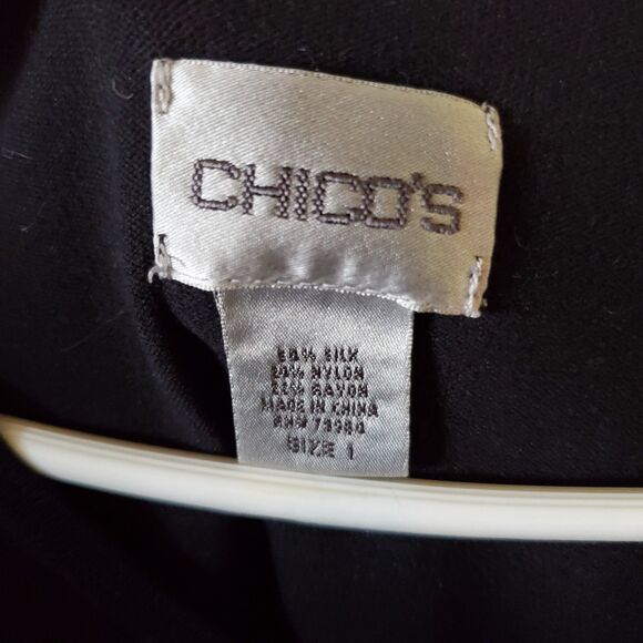 Chicos Travelers Womens Top Black 3/4 Sleeve V Neck Stretch, Size 1 (M) - Picture 4 of 4